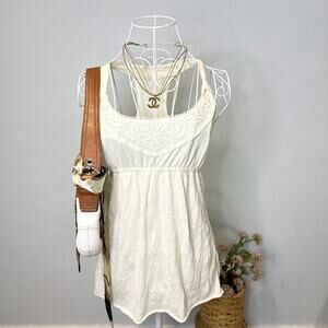 Cute vintage y2k fitted cream babydoll tank top